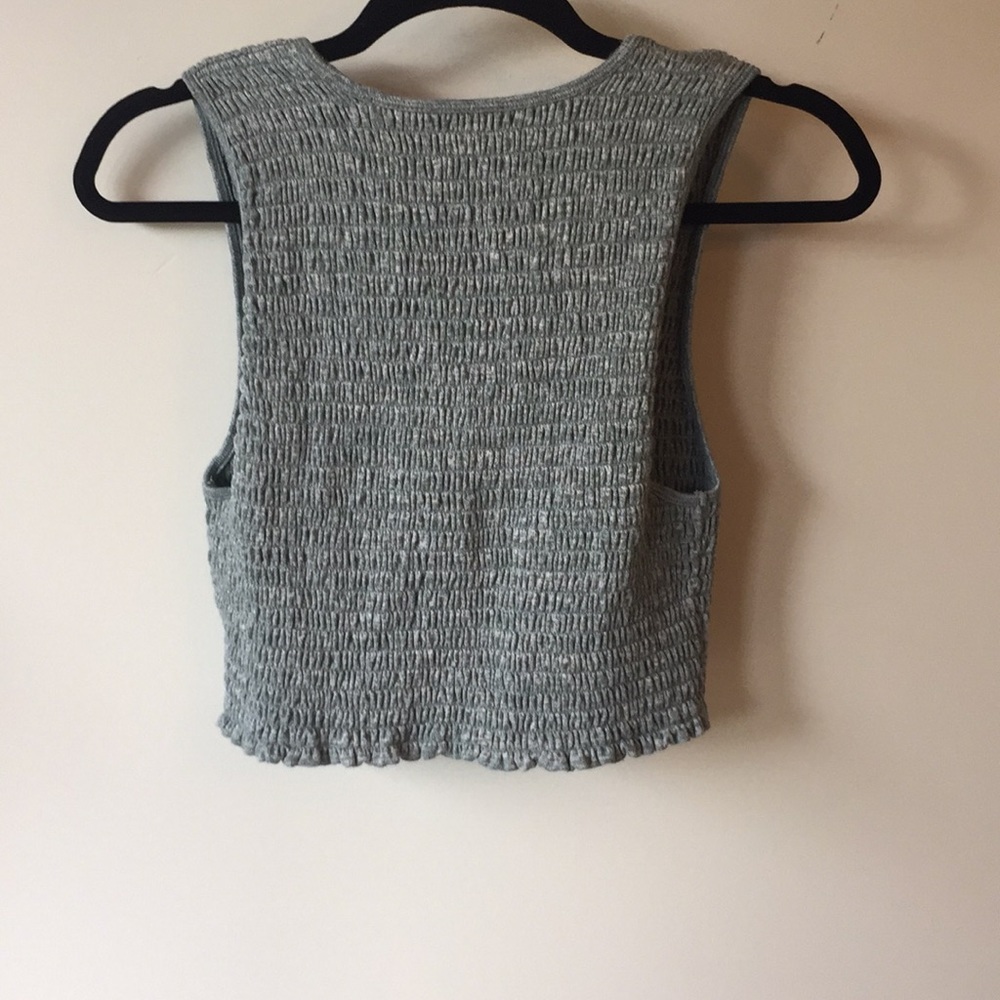 Wilfred Free by Aritzia Natane Smocked Crop Tank Top | Mottled Green | Sz M - Picture 9 of 11